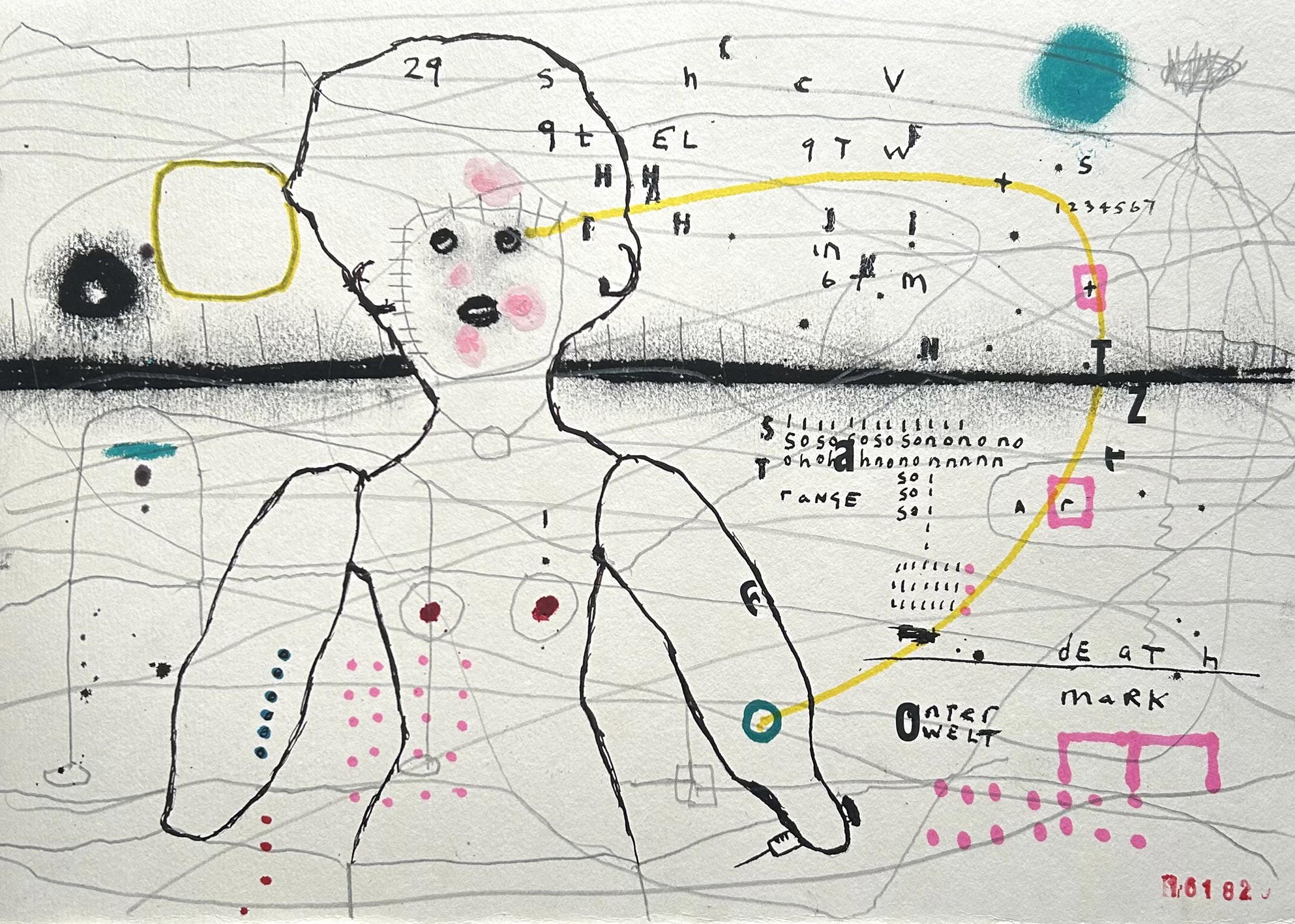bernie's cure - ink mixed media on paper 25x35cm