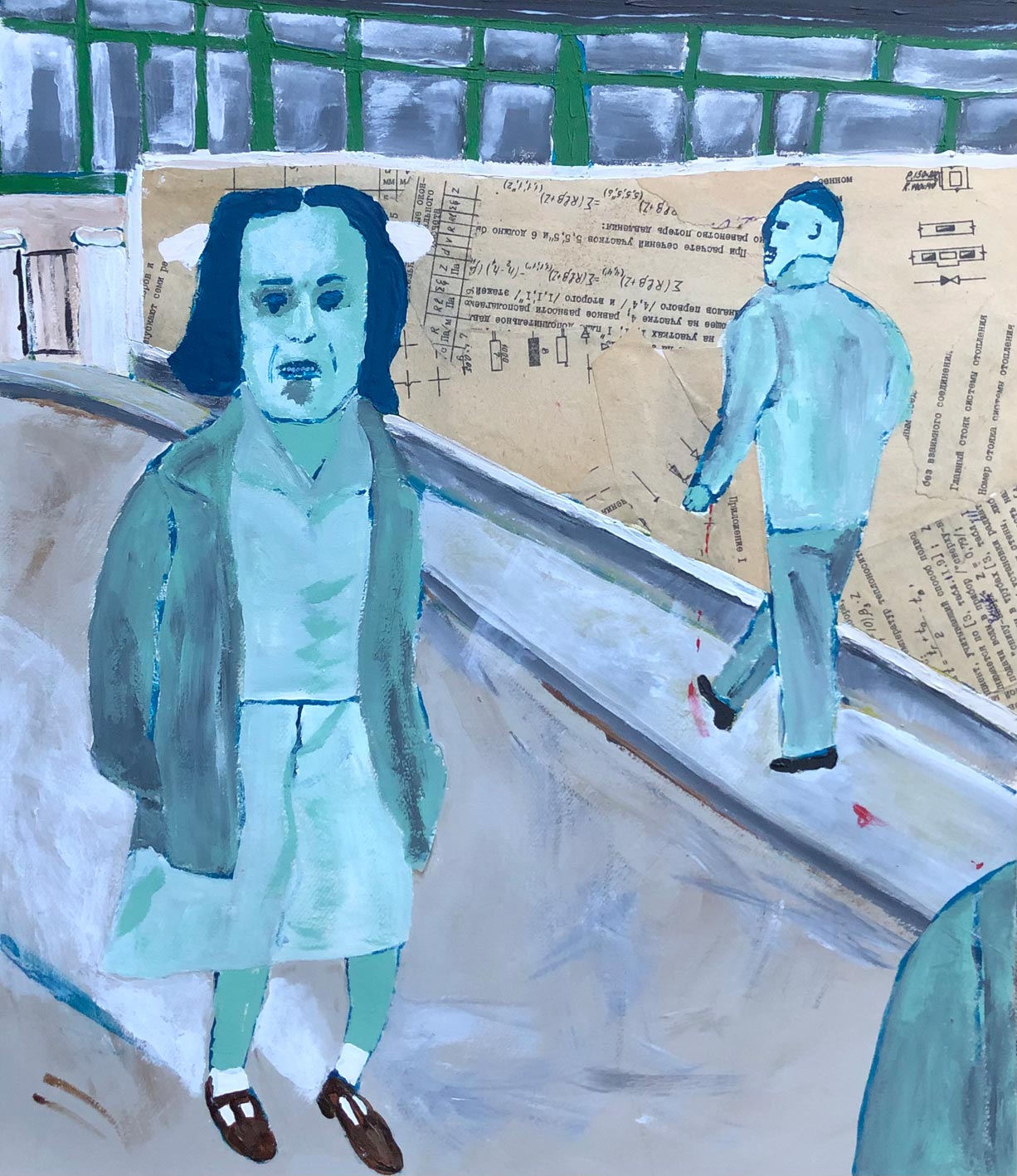 you passed by - paint mixed media on paper 35x30cm