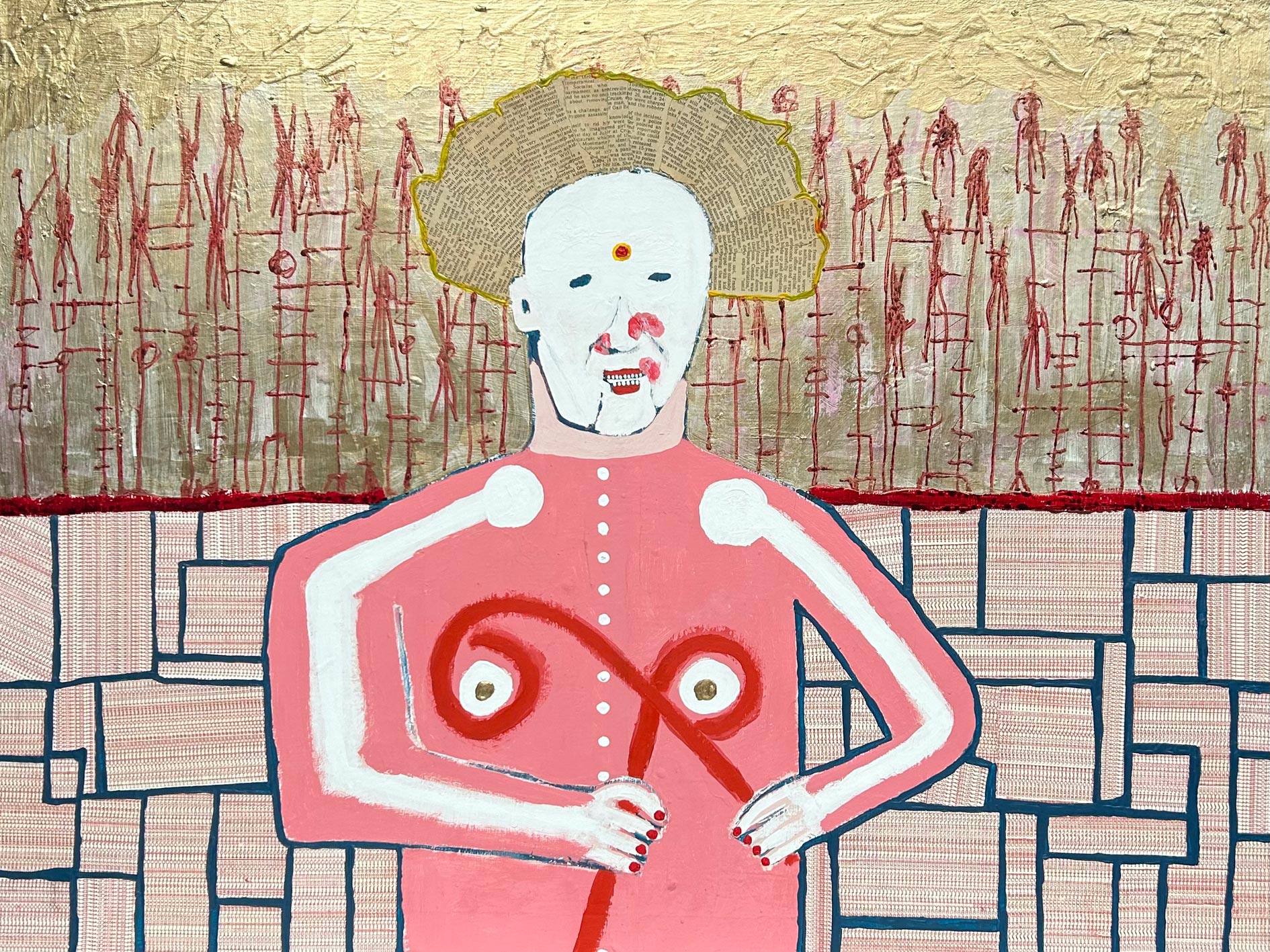 negotiations at the second bardo - paint mixed media on canvas 60x80cm